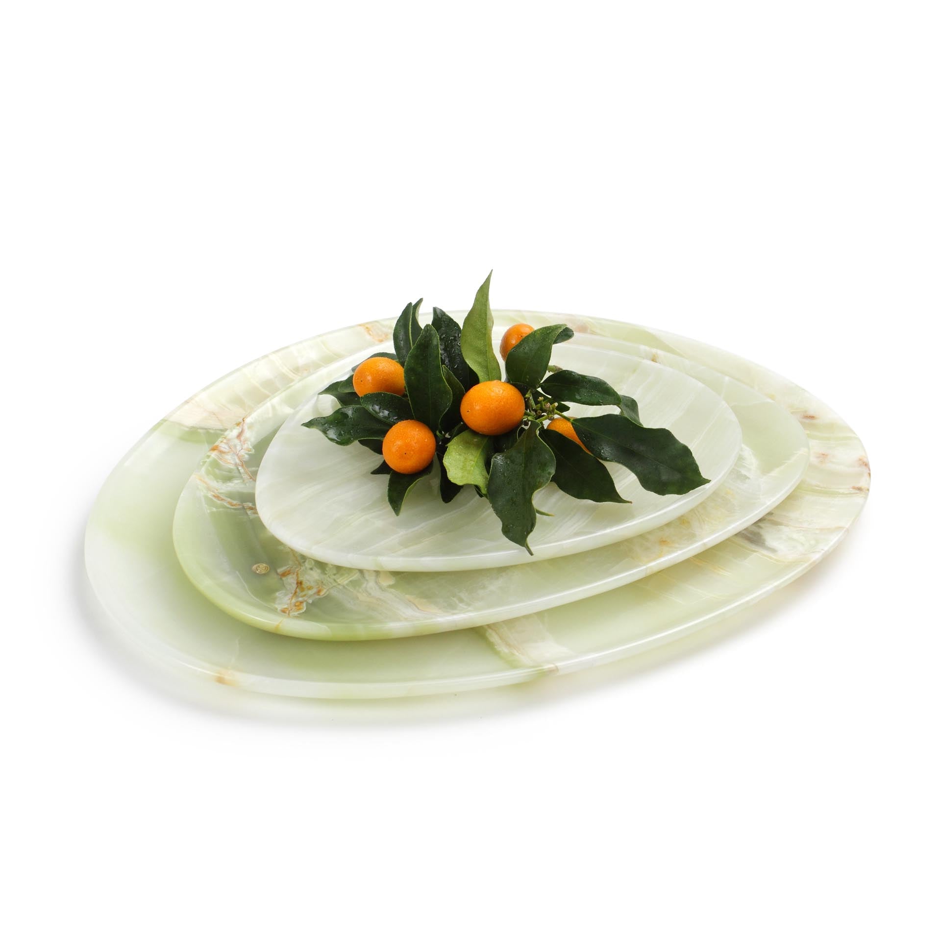 Green Onyx outlet Stone Plates Chargers Inlaid Shell Flowers Vines Set Of 4 Three Color