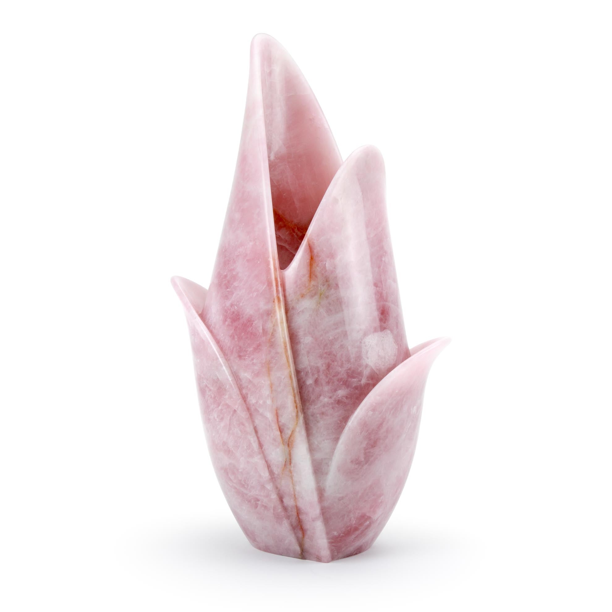 工芸品 Flower base marble color Sculptural vase PV08 in Rose Quartz – Pieruga