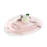 Set of presentation plates in pink onyx