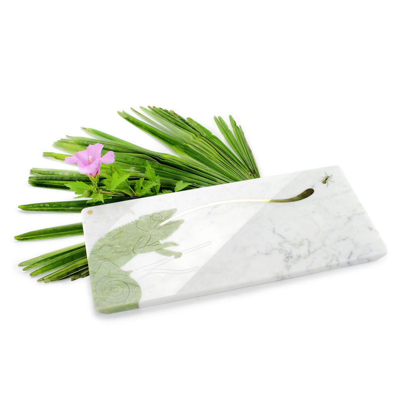 Sir Camaleonte - centerpiece / serving plate in marble and green Ming