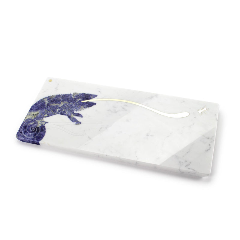 Sir Camaleonte - centerpiece / serving plate in marble and gemstone Sodalite