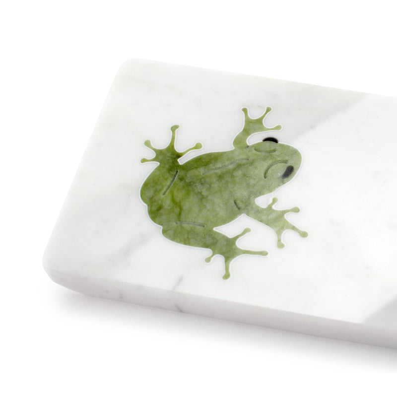 Frogs in Summer - medium size centerpiece/serving plate in marble