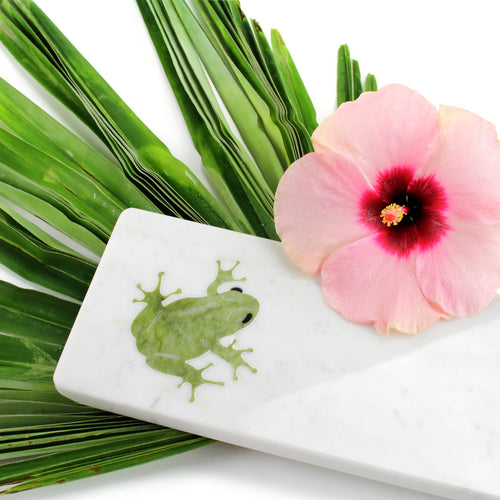 Frogs in Summer - medium size centerpiece/serving plate in marble