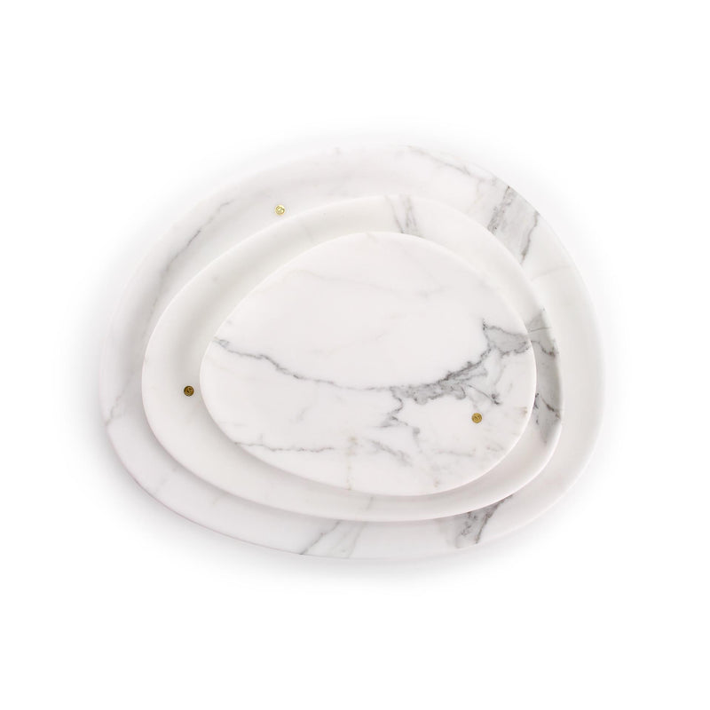 Set of presentation plates in Statuary marble