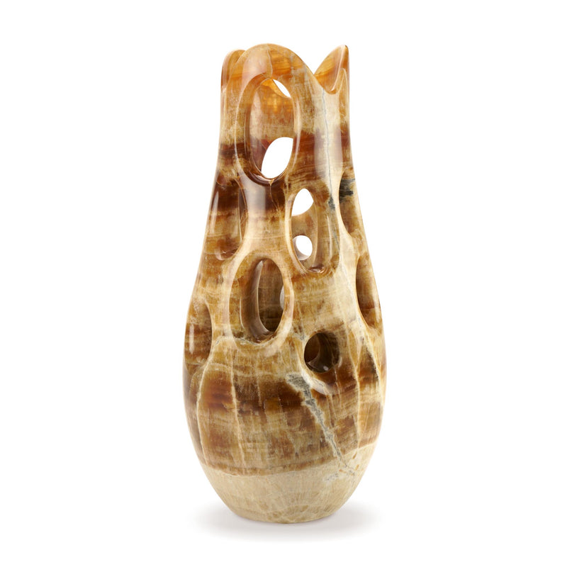 Sculptural vase PV04 in Amber onyx