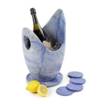 Luxurious Champagne bucket set in Azul Macaubas