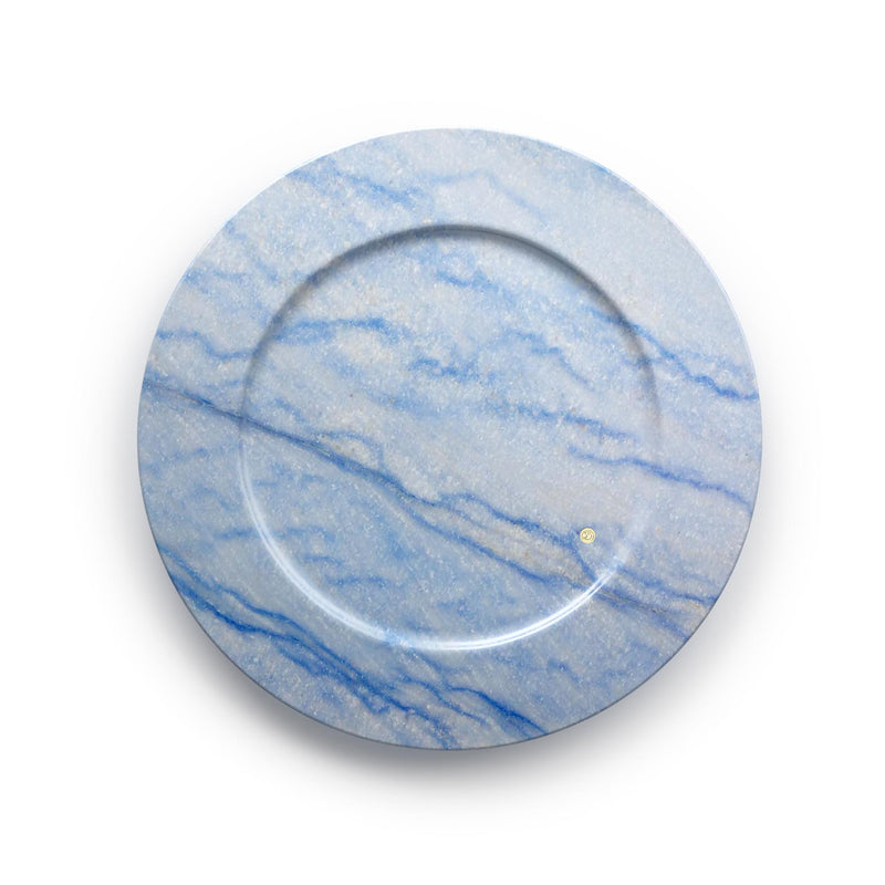 Charger plate in semi-precious quartzite Azul Macaubas