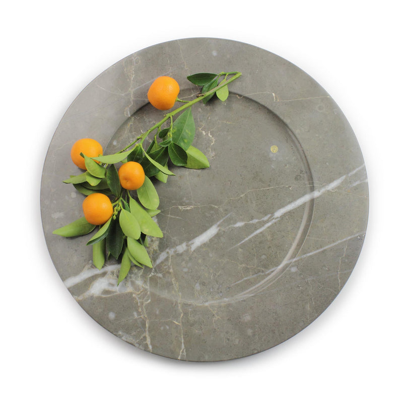 Charger plate in Imperial Grey marble