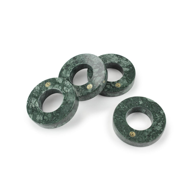 Set of serviette rings in Imperial Green marble