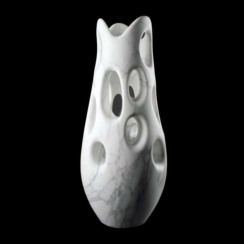 Sculptural vase PV04 in Arabescato marble