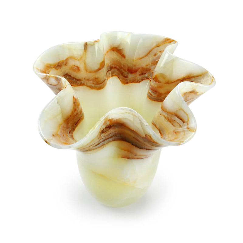 Sculptural vase Pieruga PV05 in white onyx